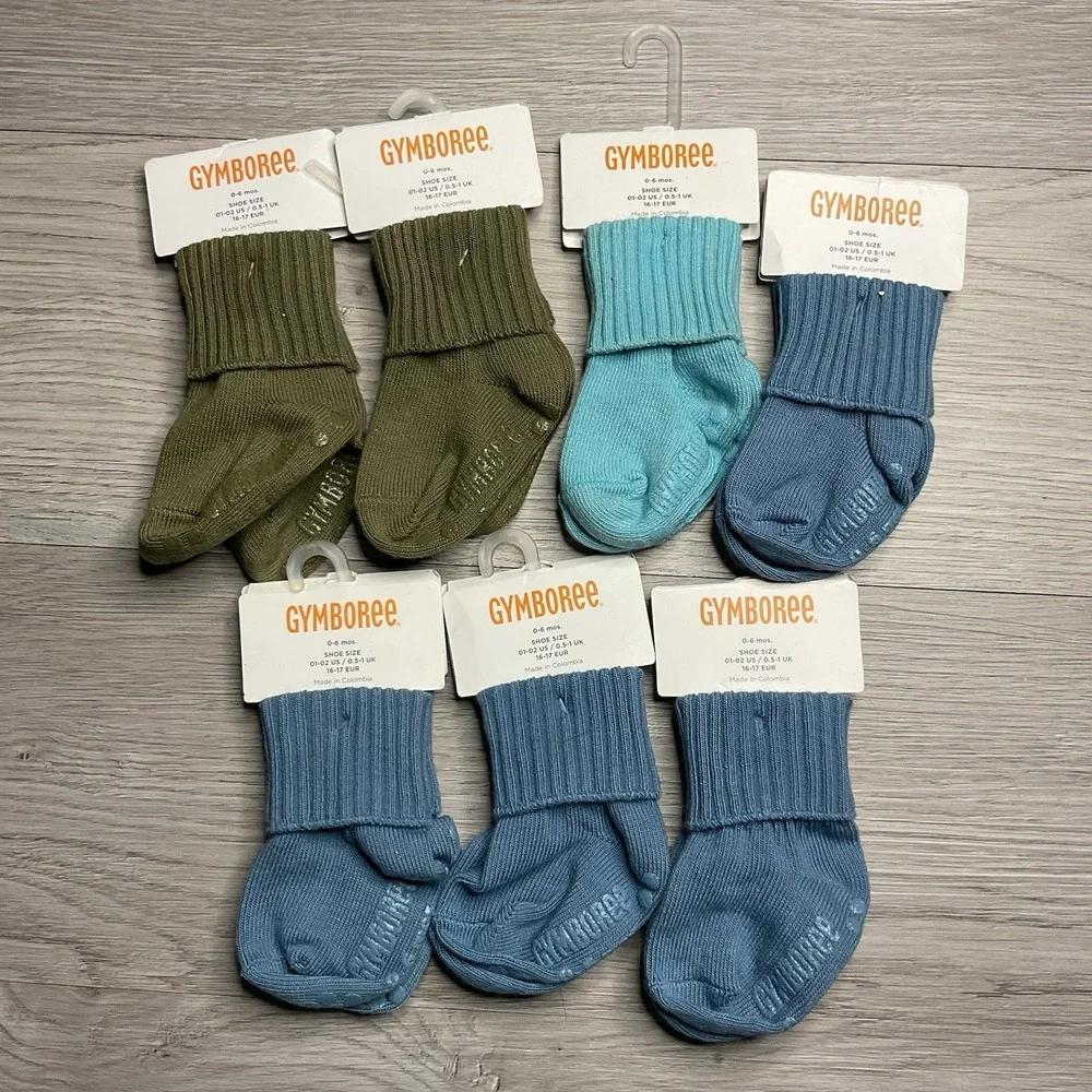 Gymboree Basic Green Light Blue Dark‎ Blue Boys Size 0-6 M Socks NWT